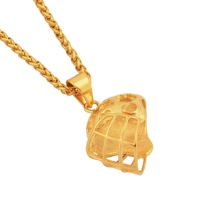 Poliertes goldenes American-Football-Helm-Anhänger-Halskette mit eleganter Kordelkette