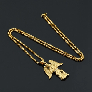 Goldene Engel-Halskette mit Kristall-Besatz und Box-Kette für Damen und Herren