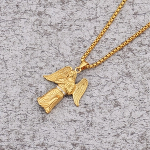 Goldene Engel-Halskette für Damen und Herren mit weißen Zirkonia-Flügeln und einer Box-Kette