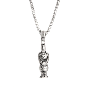 Retro Hip Hop Stainless Steel Terracotta Warrior Pendant Necklace Chinese Style Culture Jewelry For Men Women Gold Silver