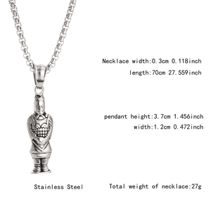 Detailed size parameters of silver stainless steel Terracotta Warrior pendant necklace