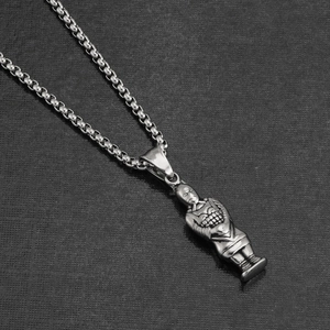 Hip hop style terracotta warrior pendant necklace in vintage silver stainless steel