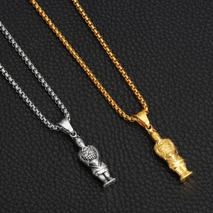 Hip hop style Terracotta Warrior pendant necklace in gold and silver stainless steel finishes