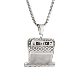 Hip hop style silver barber razor pendant necklace made of durable stainless steel