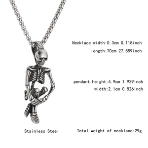 Détails du pendentif squelette hip hop avec spécifications de taille en acier