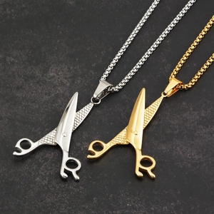 Hip Hop Titanium Steel Scissors Pendant Necklace For Men Women Gold Silver Plated Box Chain Industrial Punk Jewelry Gift