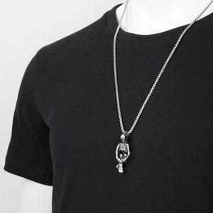 Collier hip hop en acier inoxydable argenté avec pendentif squelette réaliste complet