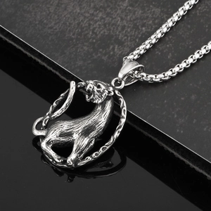 Collier avec pendentif léopard guépard hip-hop rétro, chaîne en acier et anneau