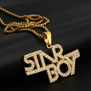 Hip Hop Gold Plated Alloy Alphabet Letter Pendant Necklace With Sparkling Rhinestone Iced Out Men Women Streetwear Jewelry