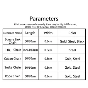 Guide des tailles de colliers en acier inoxydable avec mailles cubaines et perlées