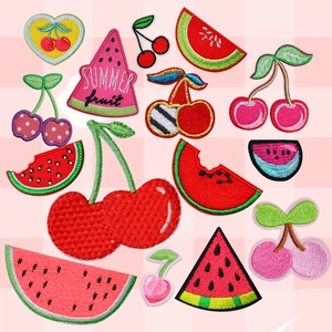 Cartoon Fruit Embroidery Patches Iron On Sew On Watermelon Cherry Appliques For DIY Clothing Backpack Decoration Accessories