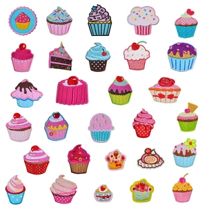 Lot de 25 écussons brodés de gâteaux colorés pour décoration de vêtements et accessoires