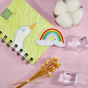 Colorful rainbow and white cloud embroidery patch for DIY clothing accessories decoration