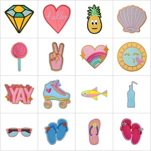 Cartoon Embroidery Patches For Clothing DIY Iron On Patch Cute Decorative Appliques Polyester Fabric For Shoes Hats Bags