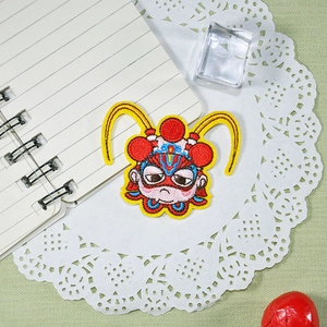 Chinese traditional Sun Wukong embroidery patch for clothing with detailed face mask design