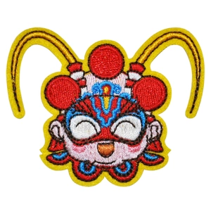 Embroidered Sun Wukong Monkey King patch with traditional Peking Opera design on white background