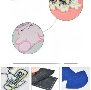 Detail of 15-wire thick adhesive backing on embroidery patches with high durability