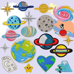 Astronaut Space Theme Embroidery Patches Galaxy Universe Star Planet Iron On Applique DIY Clothing Repair Decor Patches