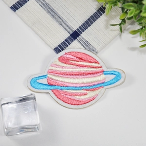 Exquisite pink and blue galaxy planet embroidered patch for DIY clothing and bags