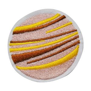 Round galaxy planet embroidery patch with colorful stripes for clothing accessories