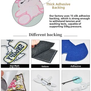 Detailed view of high-quality embroidered fish patches with durable adhesive backing