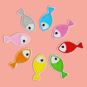 Mini Cartoon Fish Embroidery Patch Colorful Animal Iron On Sew On Patches For Clothing DIY Bag Hat Accessories Small Applique