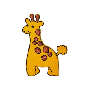 Cute cartoon giraffe embroidered patch in yellow and brown for DIY clothing repair