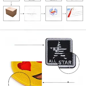 Detail shot of high-density embroidered star patch with fine edge cutting craftsmanship