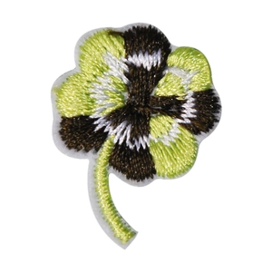 Exquisite four-leaf clover floral embroidery patch with green silk thread for DIY clothing
