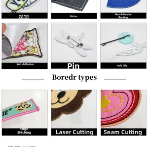 Macro detail of embroidery patch backing options including velcro and adhesive styles
