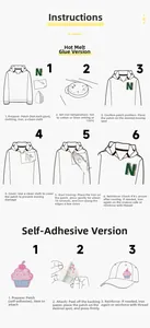 Detailed instruction for hot melt and self-adhesive DIY embroidery patch application steps