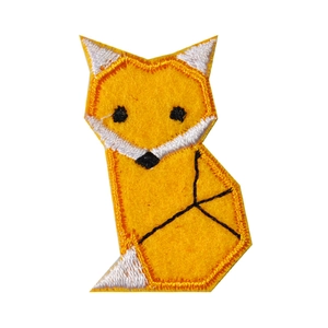 Geometric origami fox embroidered iron-on patch for DIY clothing accessories