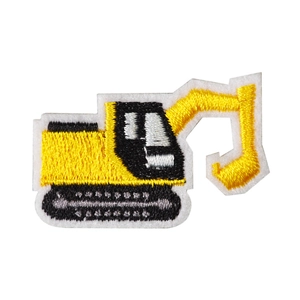 Vibrant yellow excavator embroidered patch for DIY clothing and accessories