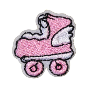 Pink roller skate embroidery patch with wings for DIY clothing decoration and repair