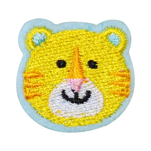 Cute cartoon tiger embroidered patch for clothing DIY decoration with blue border