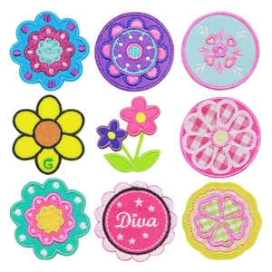 Polyester Embroidered Floral Mandala Patch Applique Clothing DIY Accessory Colorful Flower Embroidery Patches For Shoes Hat