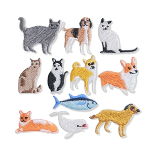 Toppe da Ricamo con Animali dei Cartoni Animati per Abbigliamento Fai-da-te Toppe Termoadesive Gatto Cane Balena Pesce per Borse Giacche