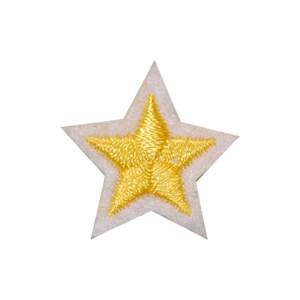 Embroidered yellow star patch with white felt backing for DIY clothing accessories