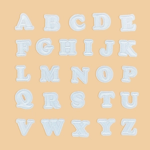 Set of 26 white embroidered alphabet patches A-Z for DIY clothing and fabric repairs