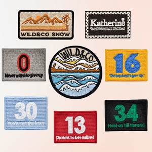 Embroidered Numbers Badge Patch For Clothing DIY Sew On Patches Wilderness Snow Mountain Lettering Motivational Quotes Applique