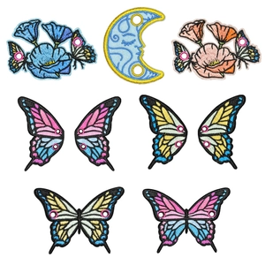 Set of 7 colorful butterfly and flower embroidery patches for DIY clothing decoration