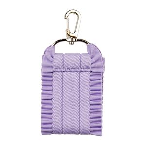 Lavender woven canvas strap keychain with ruffles and silver lobster clasp