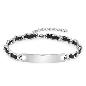 Men's 316L Stainless Steel Braided Cowhide Leather Bracelet Double Layer Handwoven Black Bangle Fashion Geometric Men Jewelry
