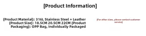 Detailed sizing chart for multi-layer braided leather bracelet with 316L stainless steel clasp