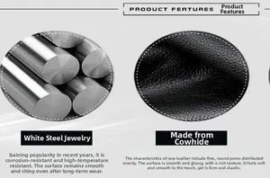 Detail of premium anchor bracelet featuring polished stainless steel and cowhide leather texture