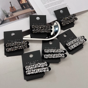 Lot de 6 barrettes de luxe en cristal tchèque en finitions argent et noir fumé élégant