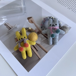 Chouchous Lapin Mignon Style Ins Matières Mixtes Tricot Kawaii Corde à Cheveux Lapin Coiffure Fait à la Main pour Femmes Filles