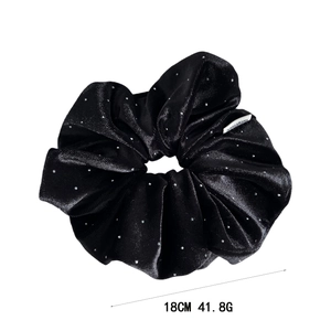Oversized 18cm black velvet scrunchie with sparkling sequins and elegant soft texture