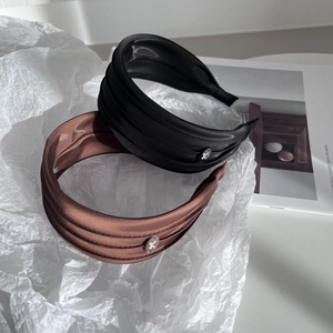 Women's Pleated Wide Headband Satin Fabric Three Layer Solid Color Korean Style Fashion Daily Hair Hoop For Women Hair Accessories