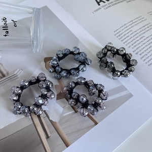 Chouchou Doux En Perles De Cristal Corde À Cheveux En Perles De Verre Facettées Support De Queue De Cheval Haute Élasticité Femme